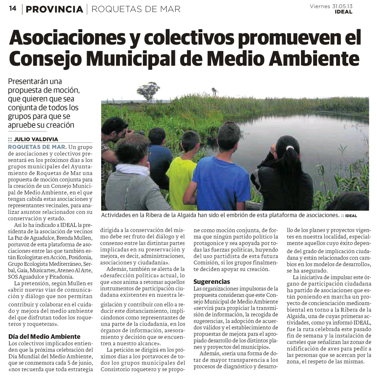 Posidonia junto con otros colectivos solicitan la creación del consejo municipal de medio ambiente en Roquetas